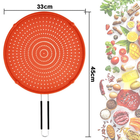 Apidgrowth heat-resistant silicone splatter guard protects pans from splatters.