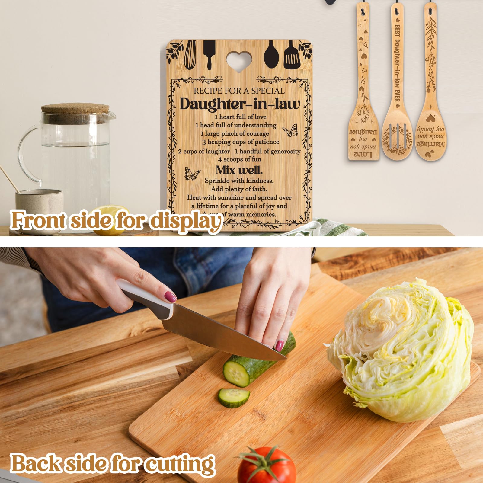 Apjielop bamboo colander with engraving adds a personal touch to cookware.
