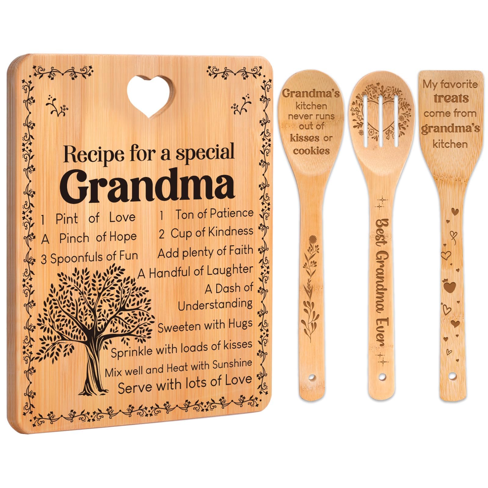 Apjielop bamboo cutting board with quote engraving for grandma gifts