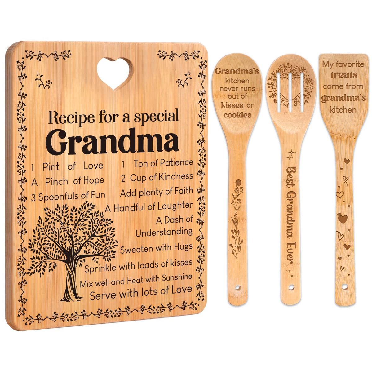 Apjielop bamboo cutting board with quote engraving for grandma gifts