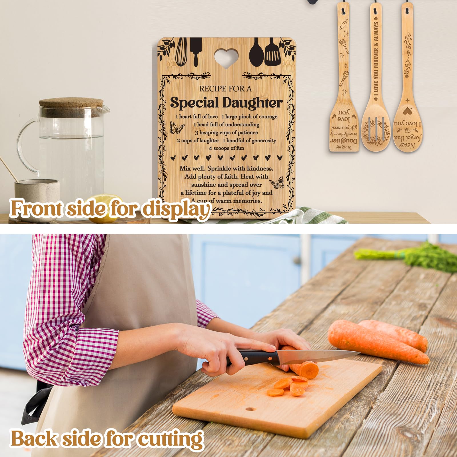 Apjielop spatula shows laser engraving and durable bamboo for everyday cooking.