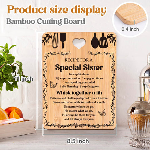 Apjielop bamboo cutting board front view with engraved text and floral motif