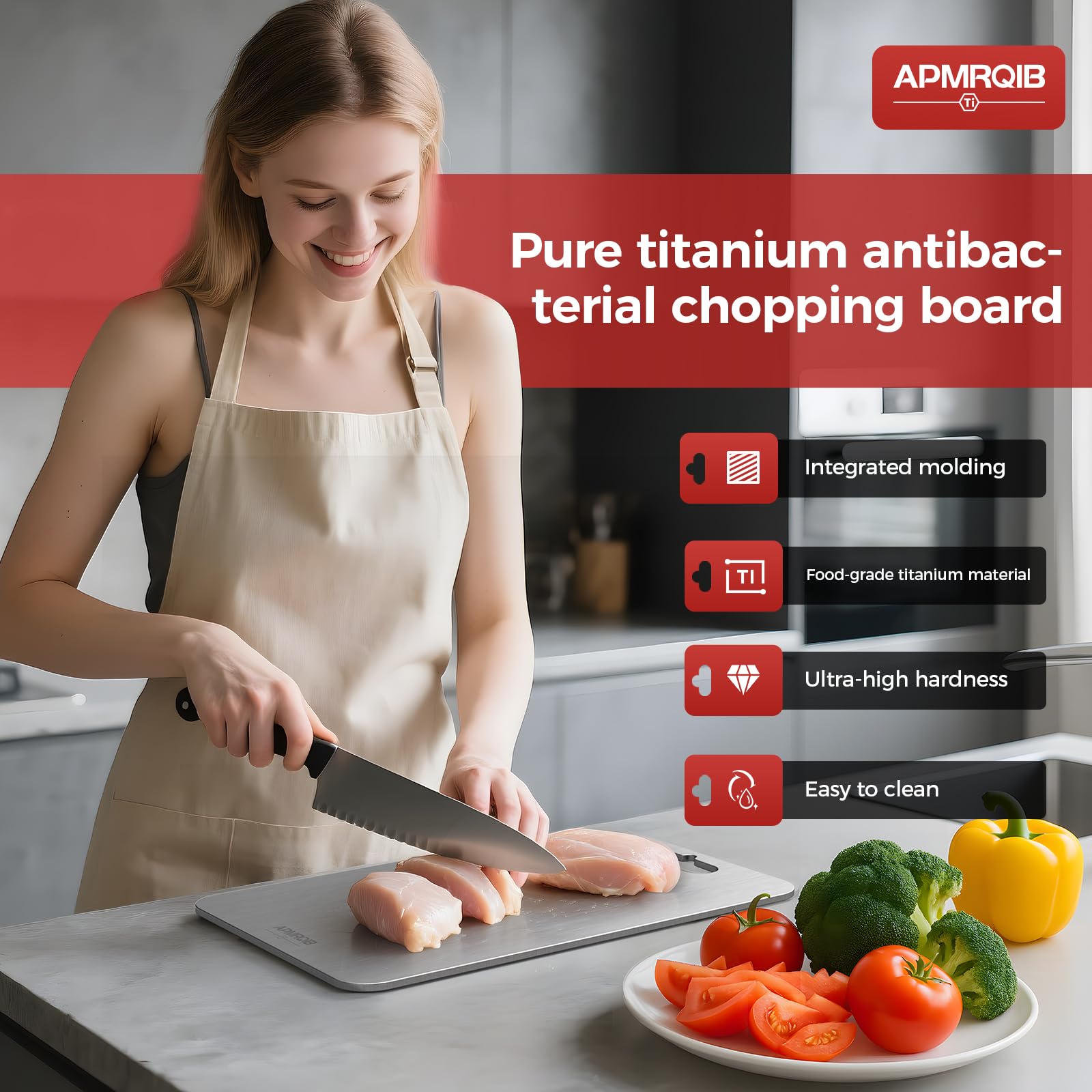 APMRQIB titanium cutting boards laid out showing 16x10 size for large tasks