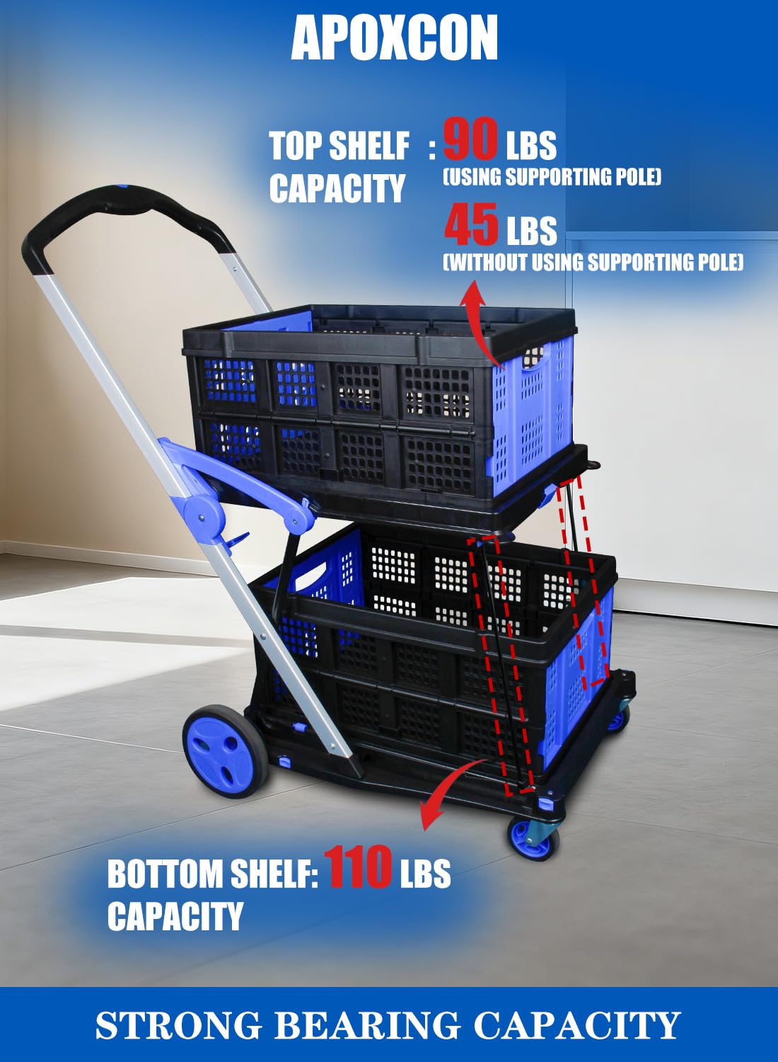 APOXCON versatile cart suitable for shopping, garden, and office