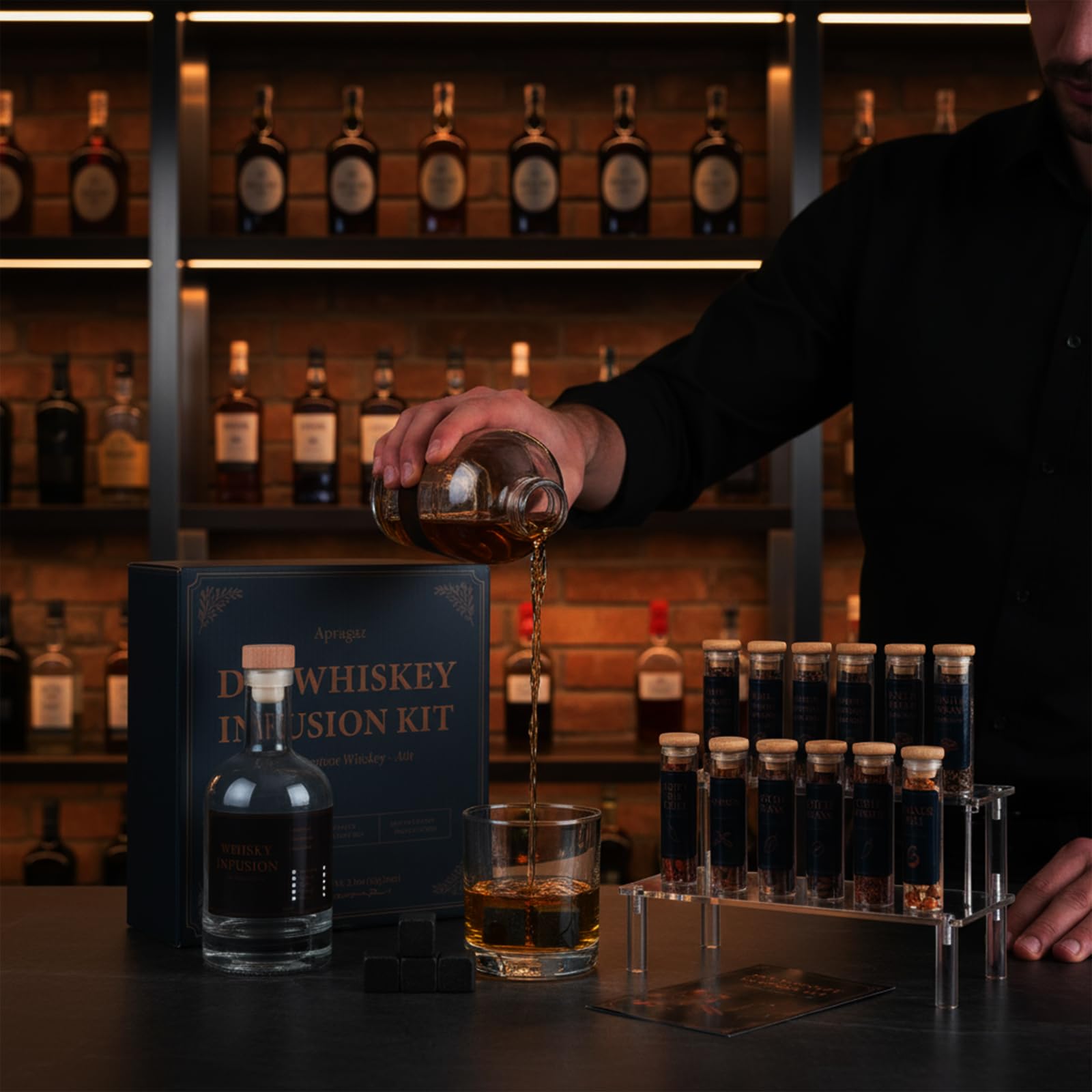 Apragaz whiskey kit botanicals adding citrus and chili notes for layered flavor.