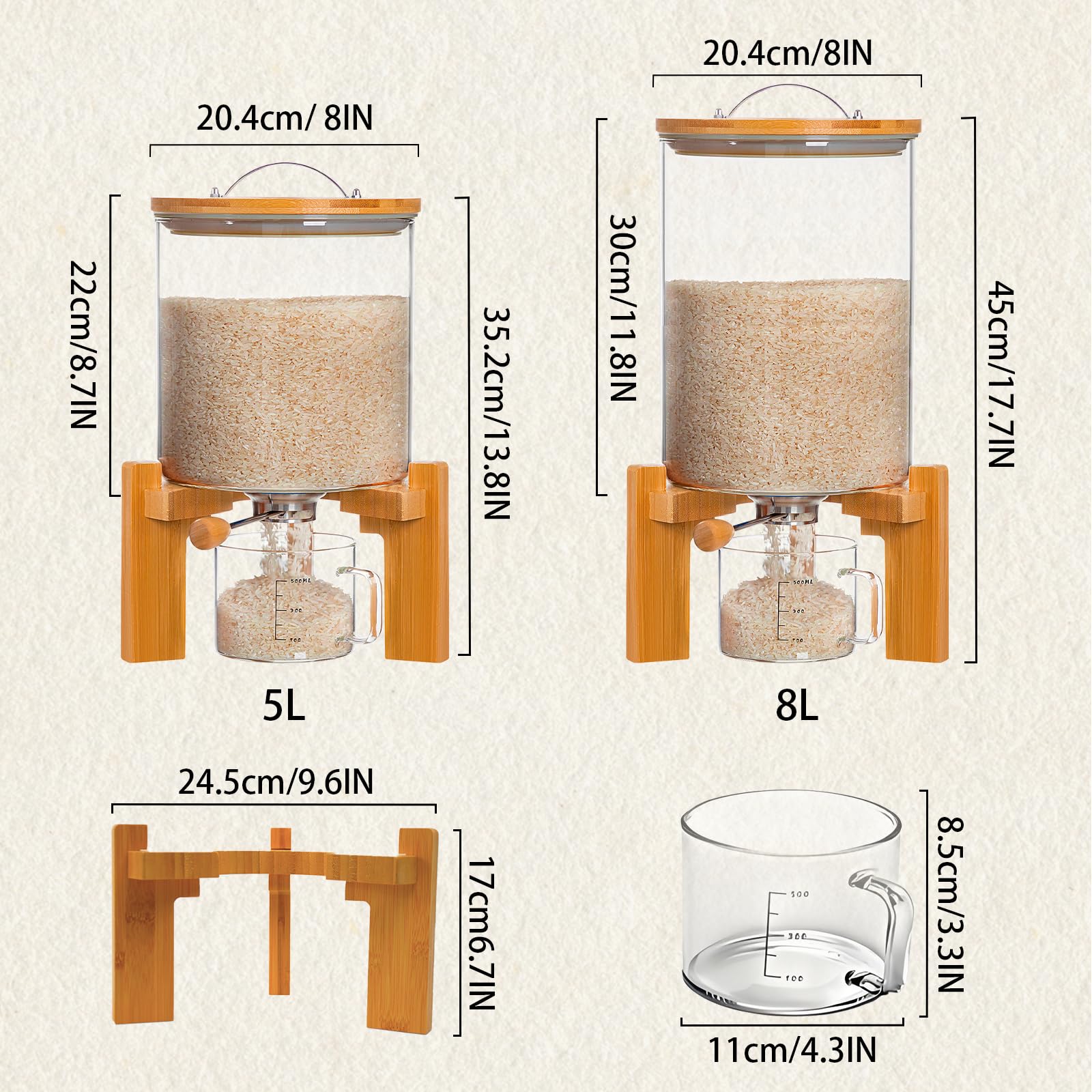 Aprilhp wooden stand complements the cereal container with sturdy, stylish support.