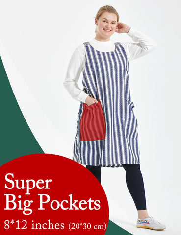 APRONNER ample pockets shown on linen apron for easy tool storage.