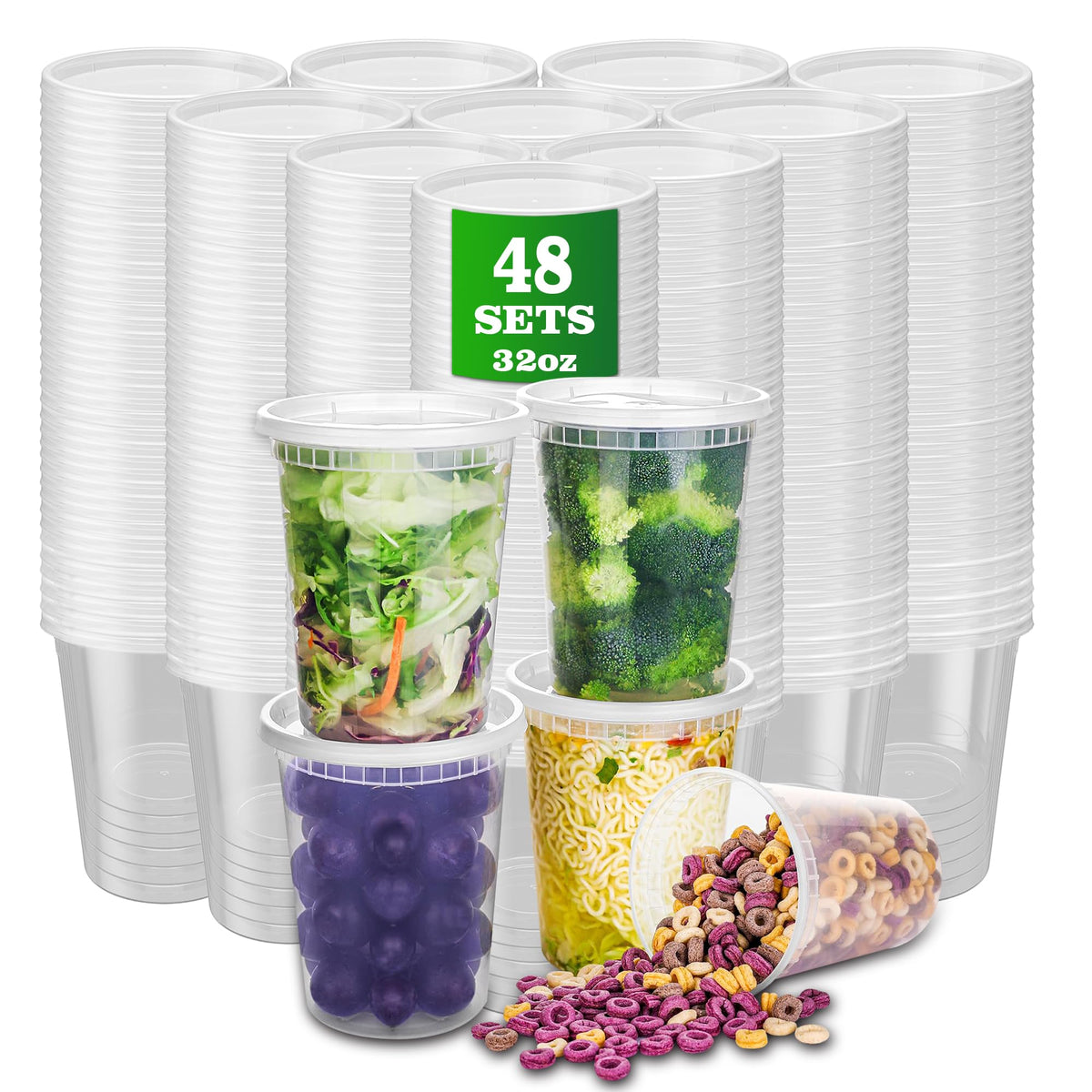 APSIC plastic deli containers stackable 32oz for organized takeout service.