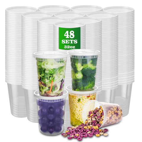 APSIC plastic deli containers stackable 32oz for organized takeout service.