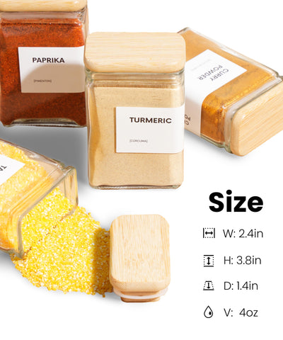 Labeling system helps identify spices quickly with blank and printed options.