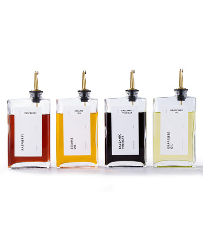 APT 1101 olive oil dispenser set with drip-free spouts for mess-free cooking.