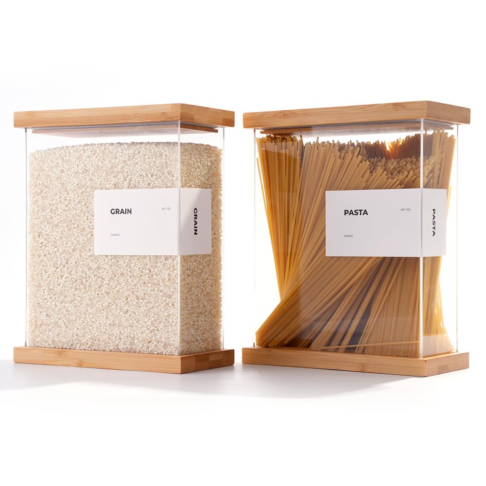 APT 1101 bamboo food dispenser with airtight lid for cereal storage.