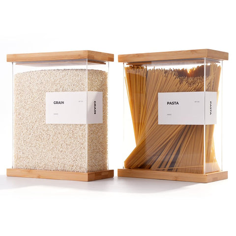APT 1101 bamboo food dispenser with airtight lid for cereal storage.