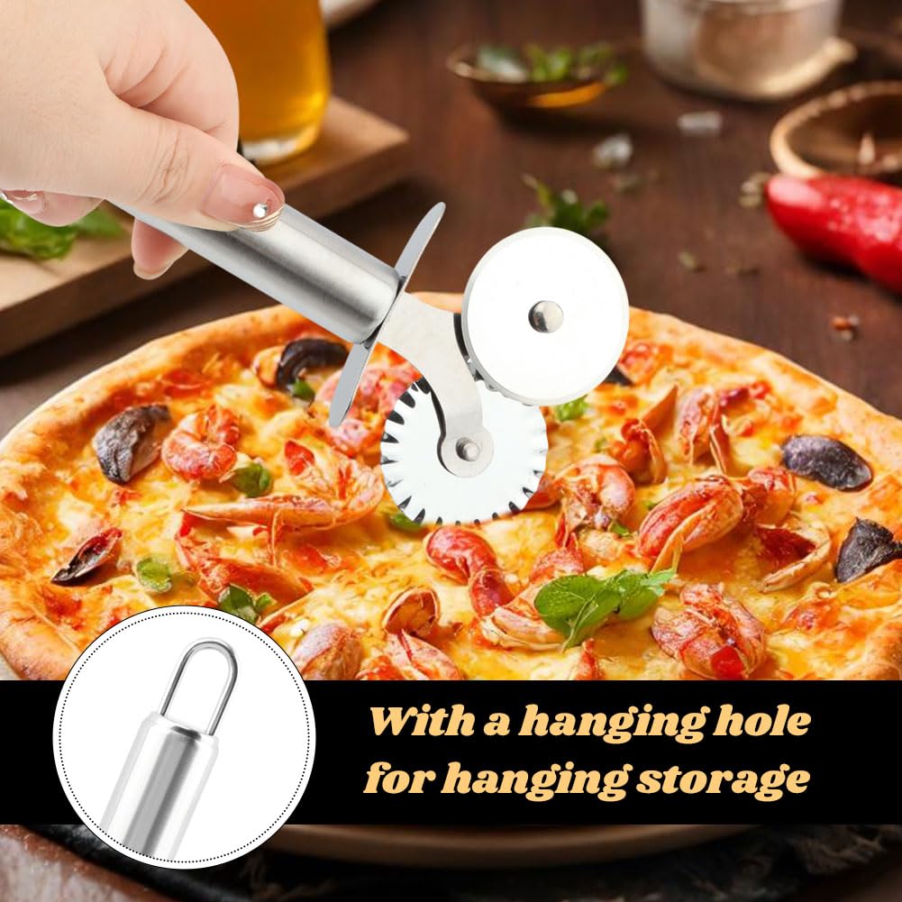AQEENURA durable pizza cutter in package for convenient storage.