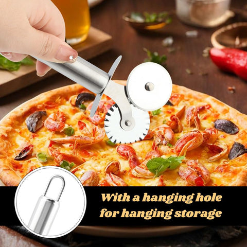 AQEENURA durable pizza cutter in package for convenient storage.