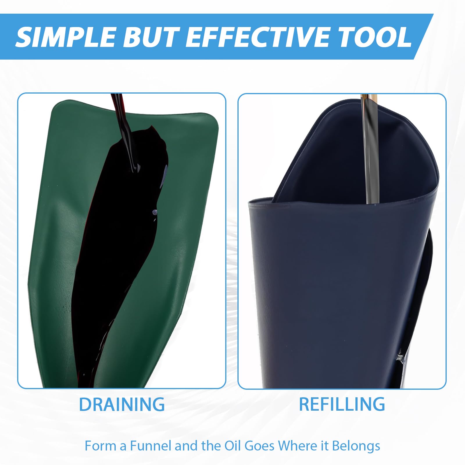 AQOYNQ 3Pcs flexible oil funnels blue for on-the-go, mess-free oil changes.