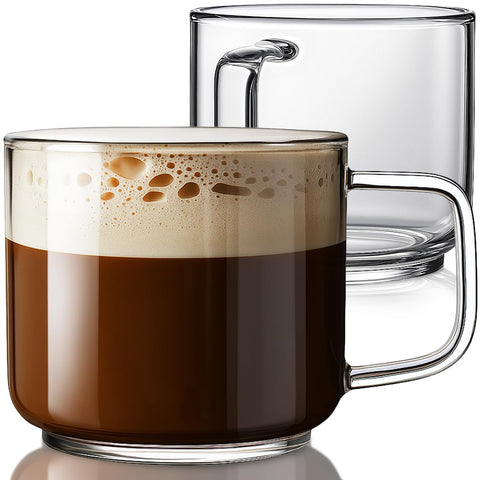 Aquach 18oz large glass mug set 2 offers clear borosilicate durability for hot drinks.