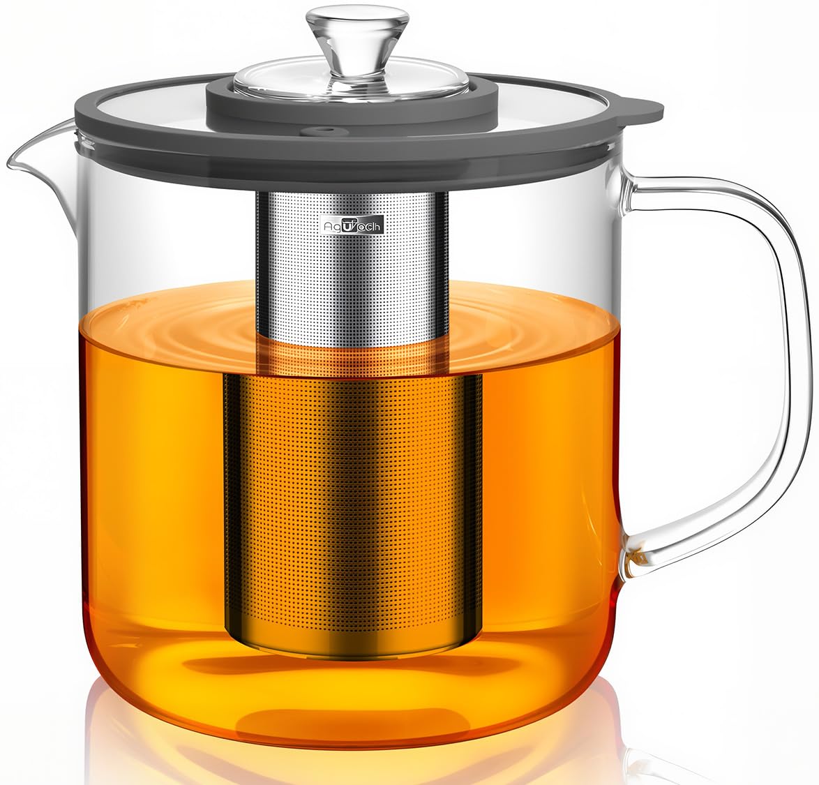 Aquach 68oz glass teapot with infuser for flavorful loose-leaf tea.
