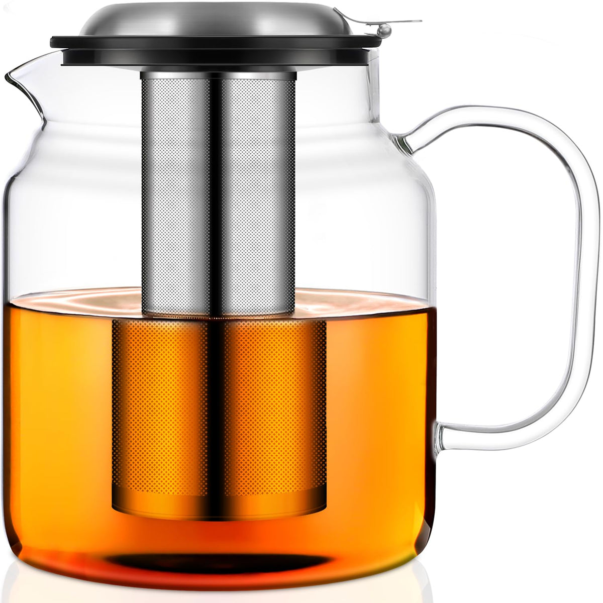 Aquach 68oz glass teapot with removable infusion for smooth loose-leaf brewing.