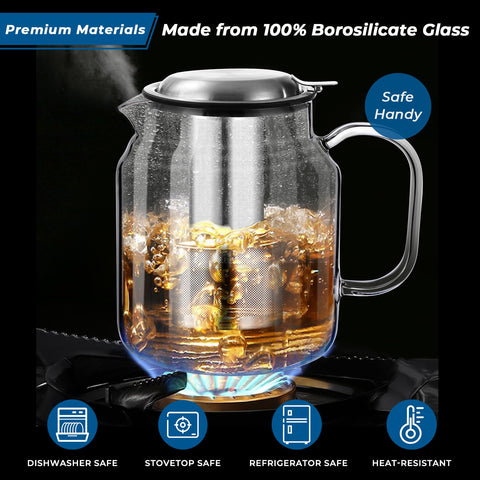 Aquach borosilicate glass teapot on stovetop for fast, flavorful brews.
