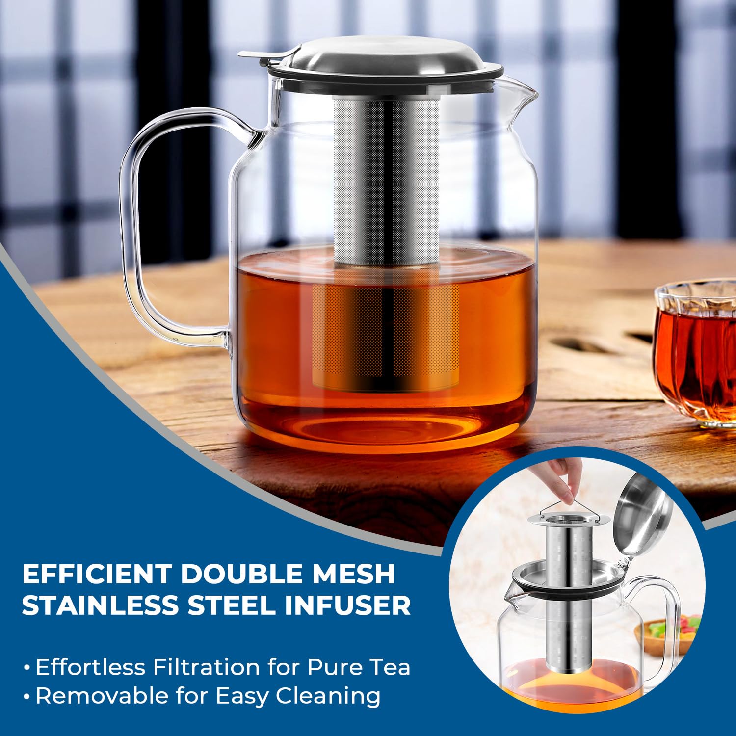 Aquach 68oz teapot supports cold brew tea in the fridge.