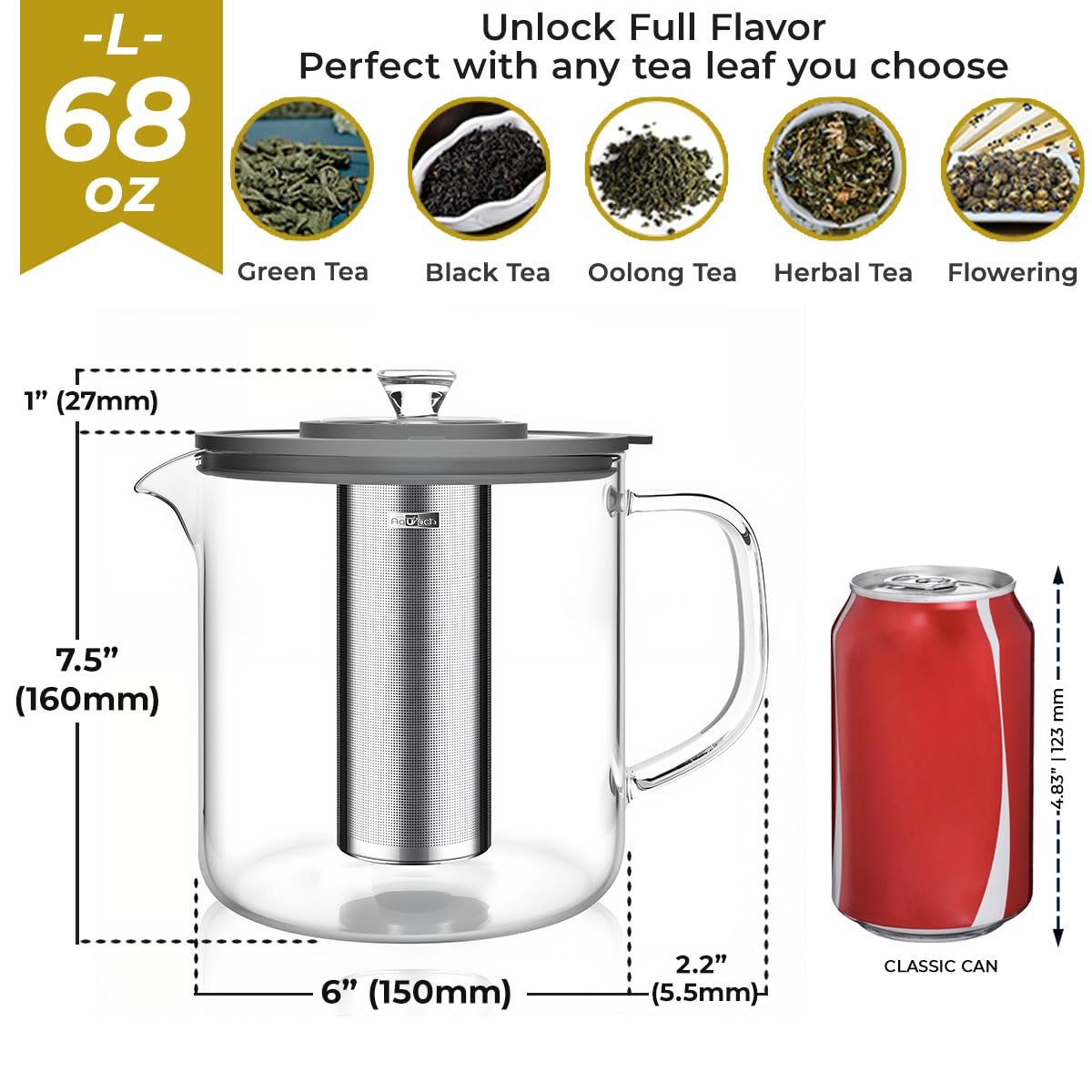 Aquach drip-free spout for easy, mess-free pouring.