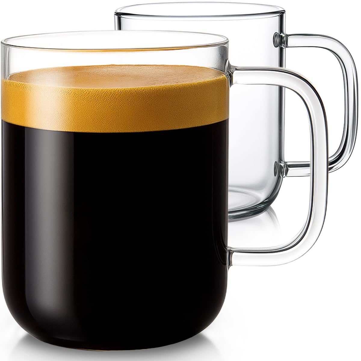 Aquach glass mug 20 oz set of 2 with handle for hot beverages and everyday use.