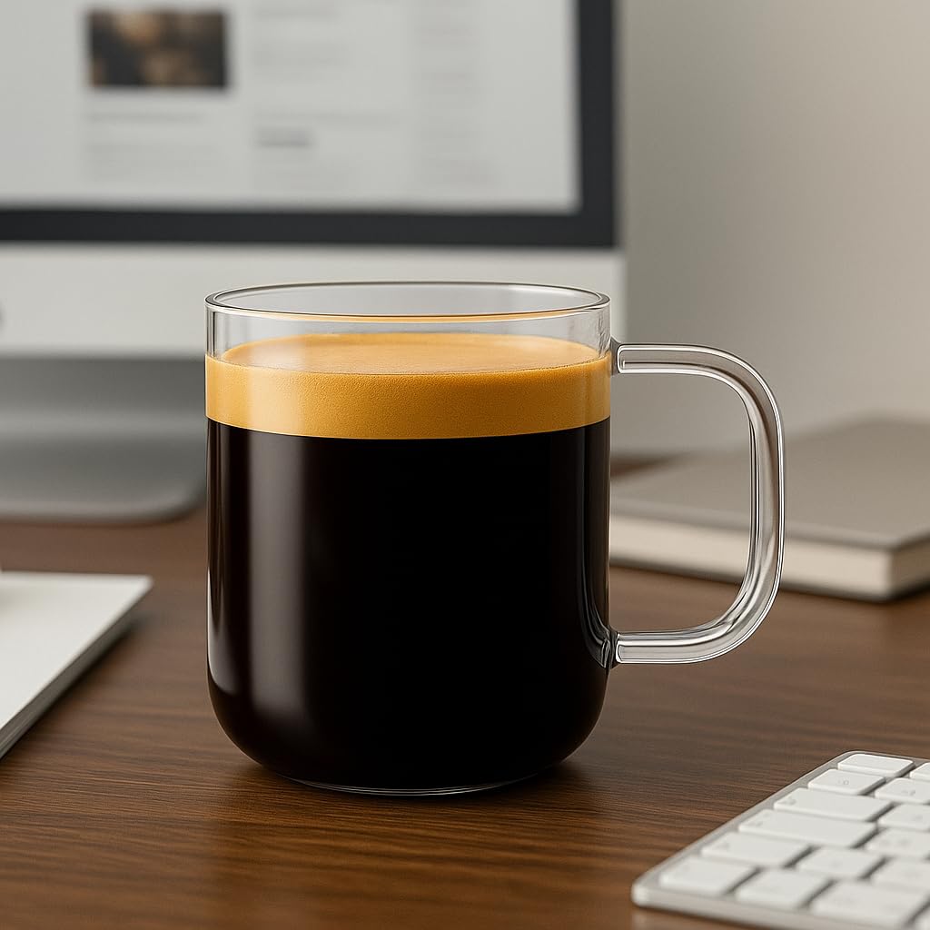 Aquach glass mug dishwasher-safe feature for easy cleanup.