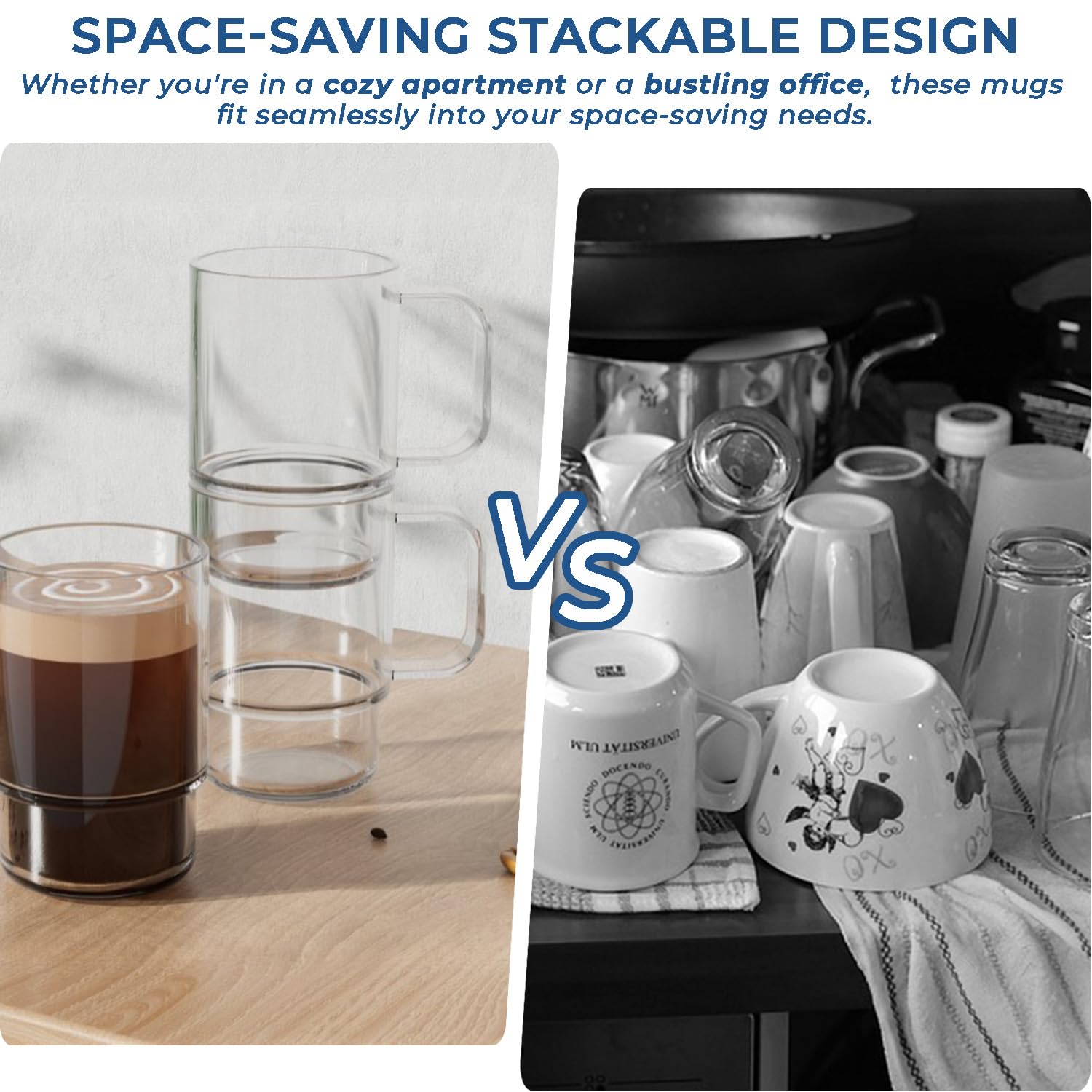 Aquach latte and cappuccino mugs with clear design highlight beverage presentation.