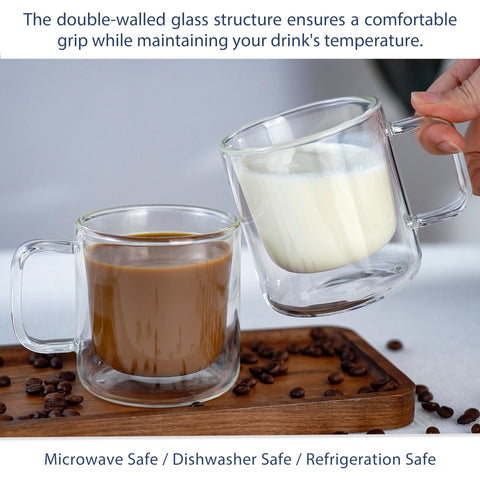 Aquach set of two 8oz mugs displays versatility for daily beverages.