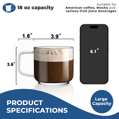 Aquach spacious 18oz mug ideal for generous coffee or tea servings.