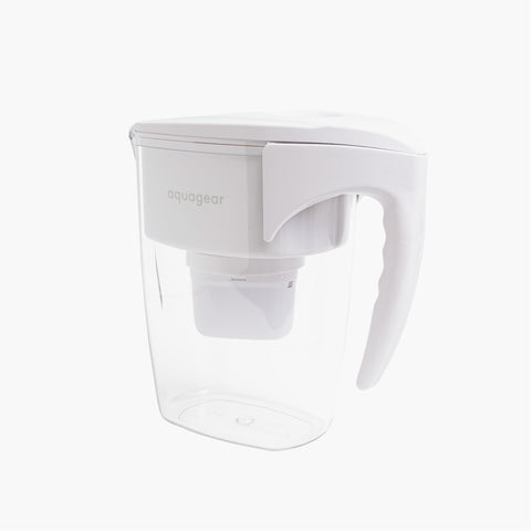 Pouring Aquagear water into a glass emphasizes crisp, refreshing hydration.