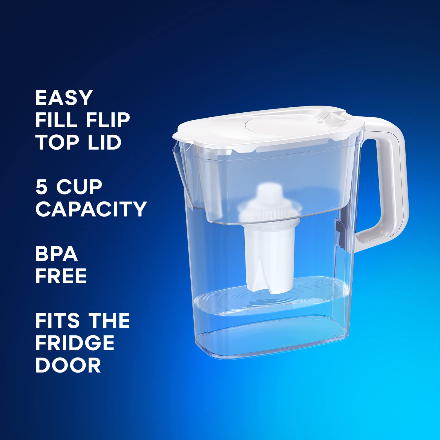 AQUAPHOR compact pitcher side view, ideal for single households.