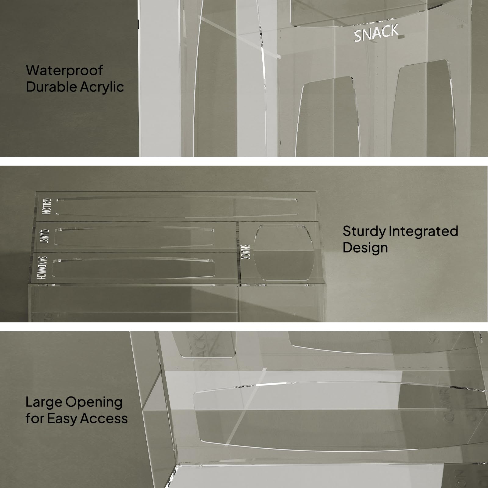 Aquiver organizer includes anti-slip pads to keep the unit steady during use.