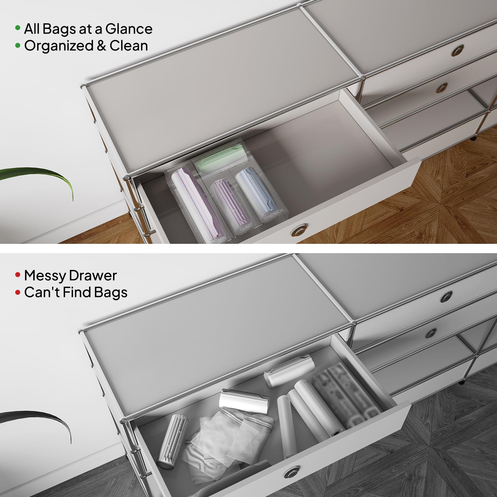 Aquiver clear acrylic design enhances visibility of contents at a glance.