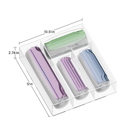 Aquiver organizer in-drawer setup shows space-efficient storage for bag sizes.