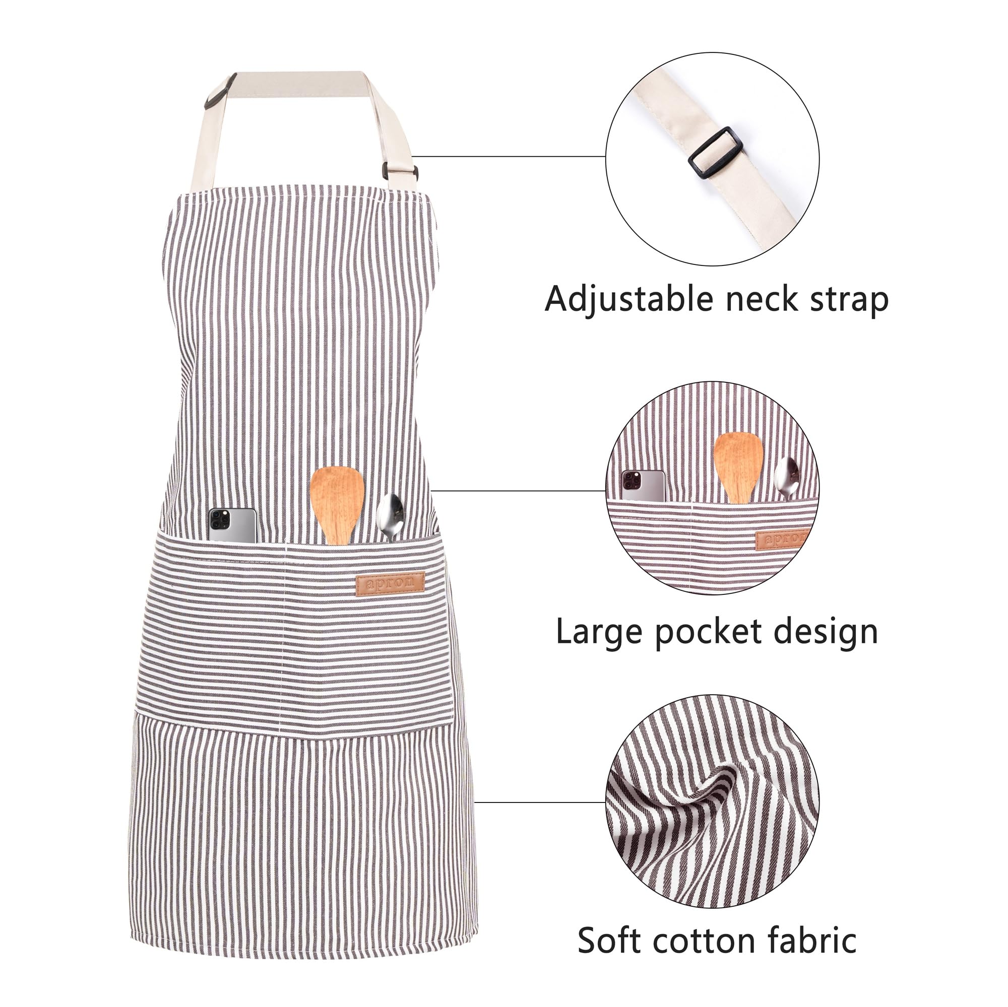 ARBINSON cotton blend apron closeup highlighting durable fabric