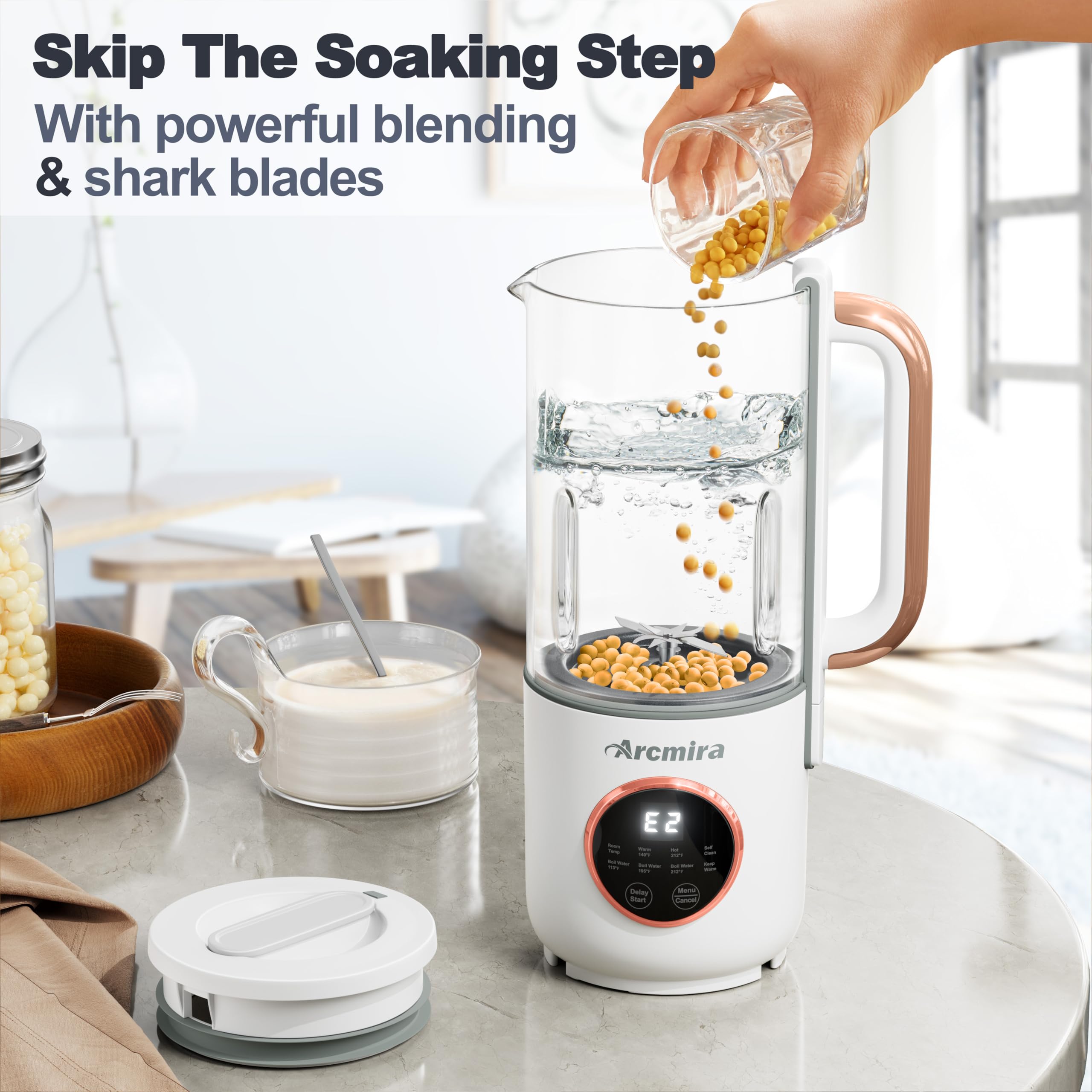 Arcmira 10-blade dynamic blades ensure smooth textures in blends.
