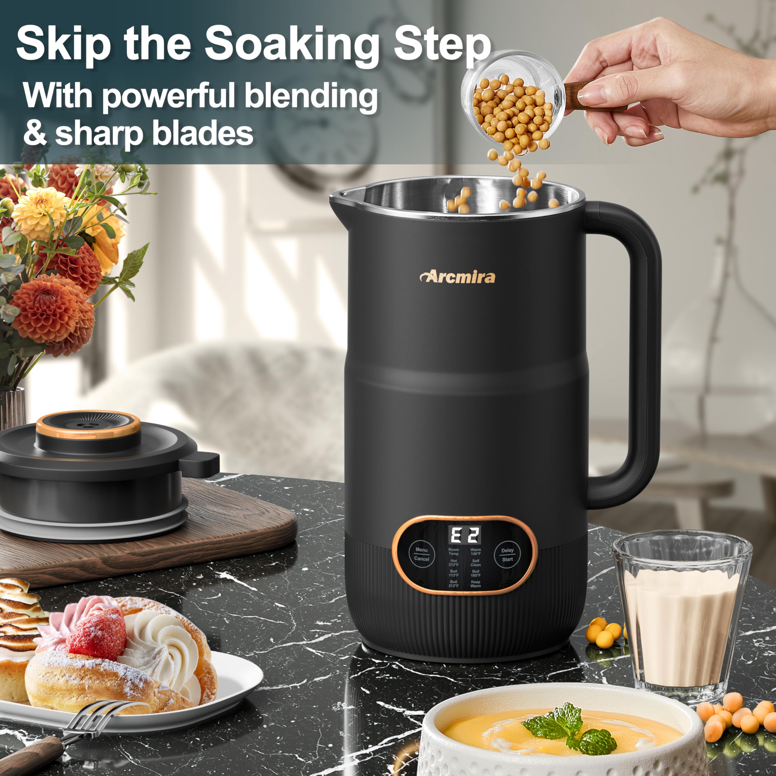 Arcmira keep-warm function for warm plant-based drinks.