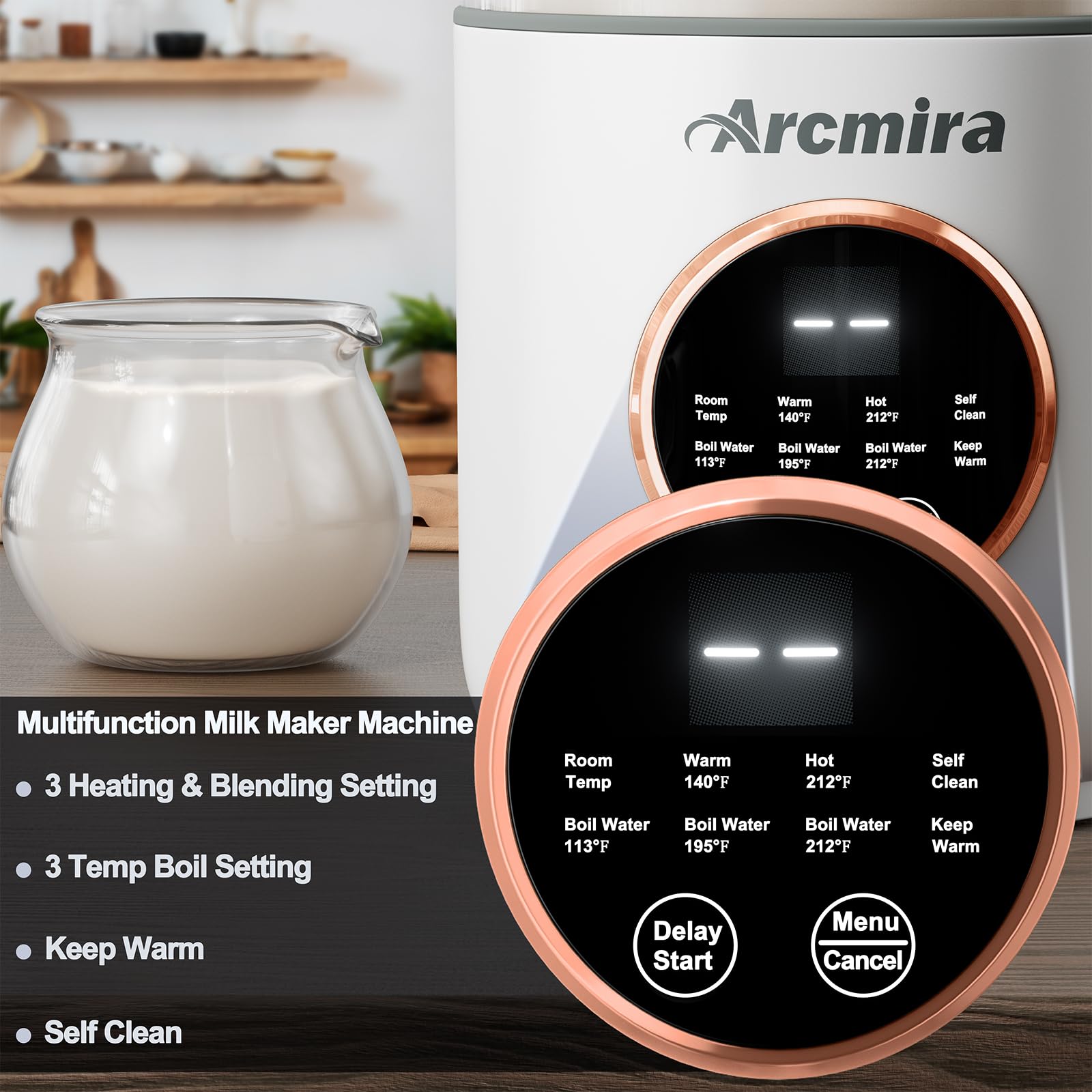 Arcmira auto program controls and LED screen for precise timing.