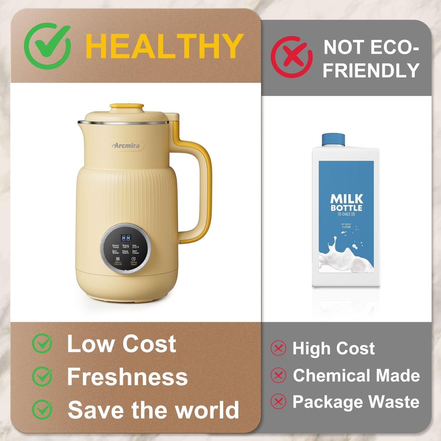 Arcmira makes fresh almond, oat, soy, or coconut milk at home