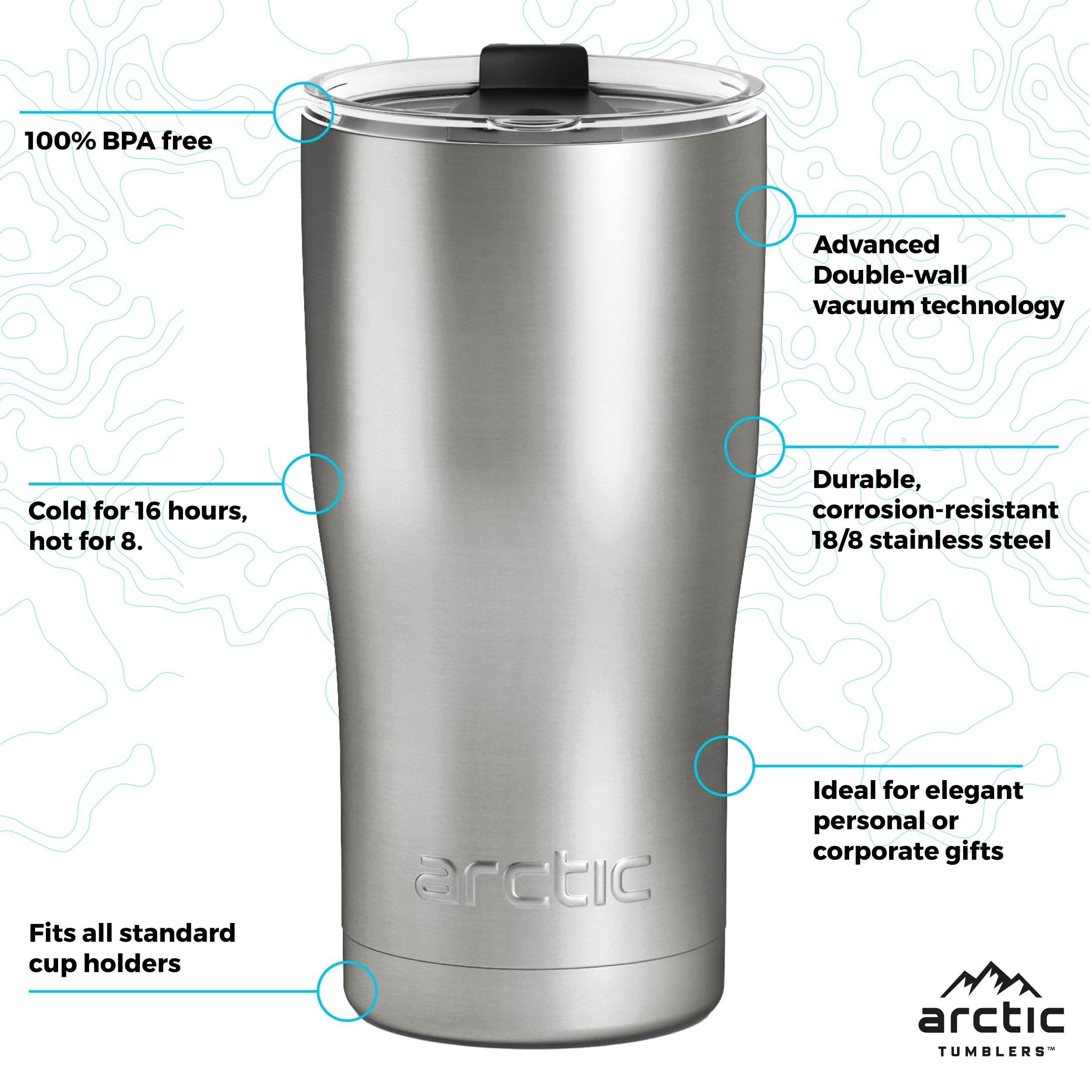 Arctic Tumblers in use, navy blue fits desk and commute lifestyles.