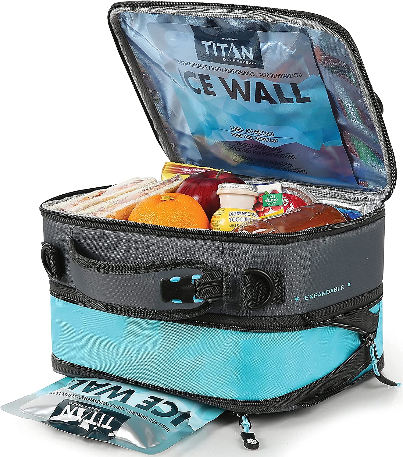 Arctic Zone Titan Deep Freeze lunch bag with adjustable shoulder strap for comfortable carry.