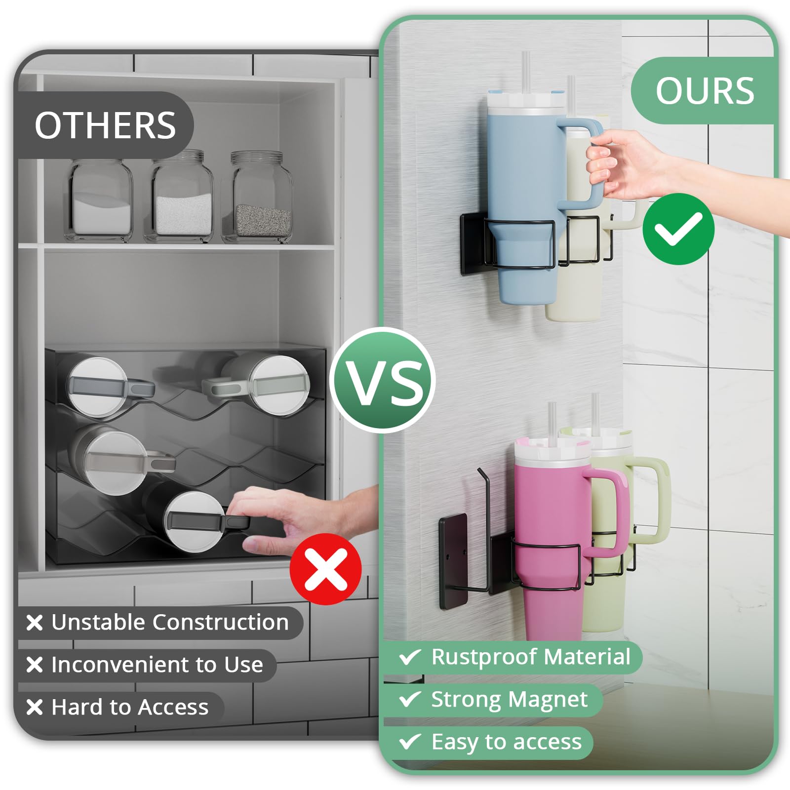Arctiiro rustproof storage keeps 40 oz cups tidy in compact kitchens.