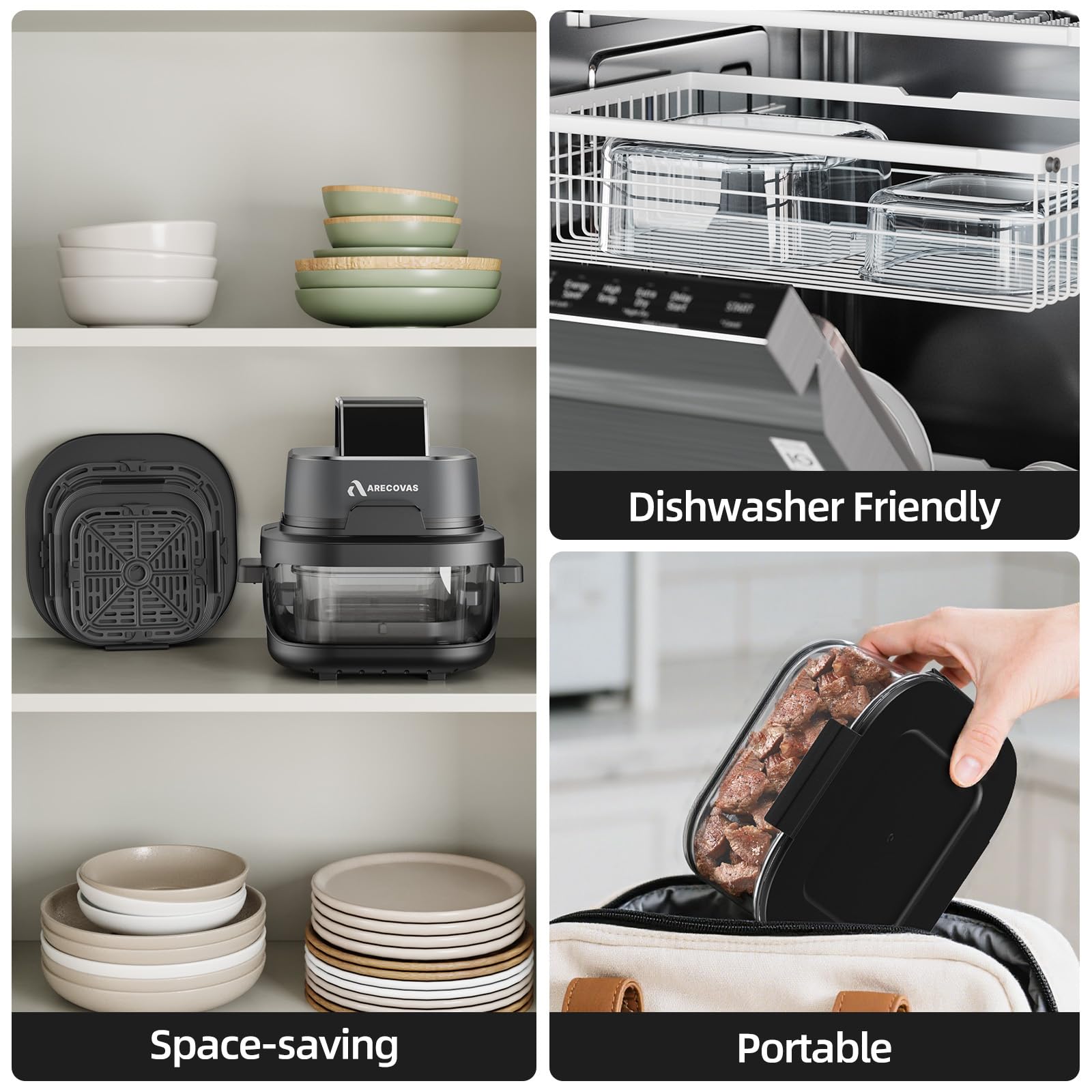 Arecovas dishwasher safe parts simplify cleanup after meals