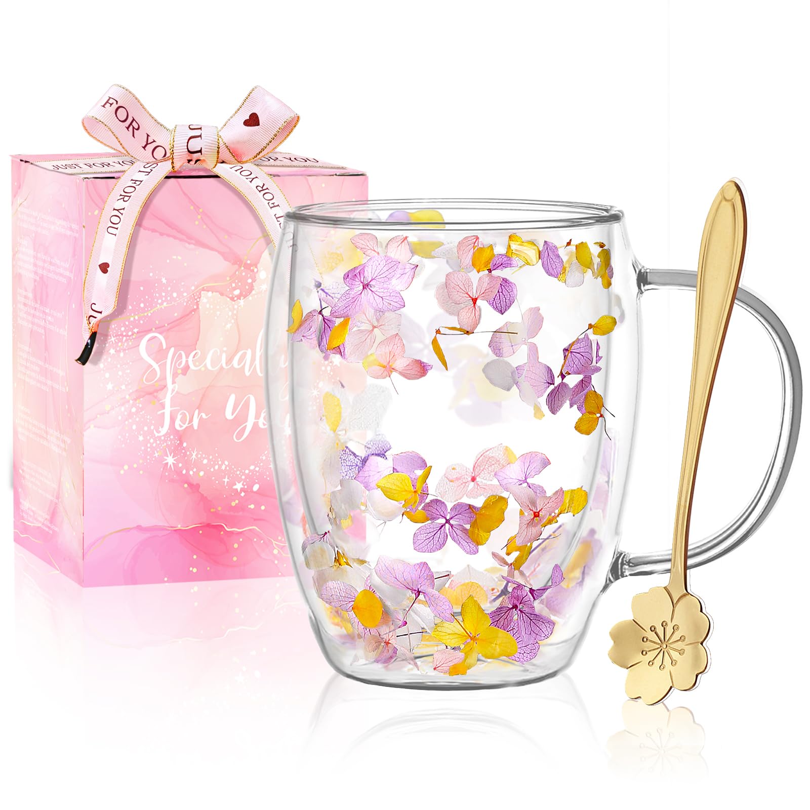 Arefen double-wall glass mug with handle keeps drinks hot without burning fingers.