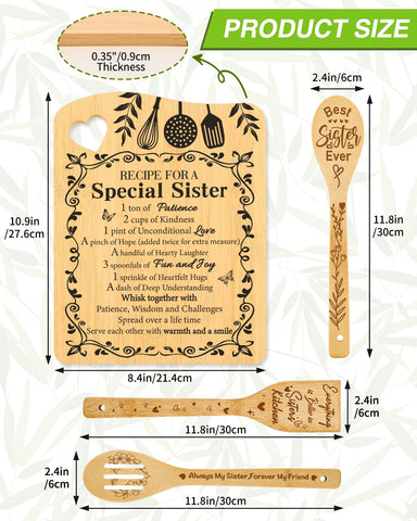 Aremdys Sisters bamboo cutting board set top view, ideal for display and daily meal prep.