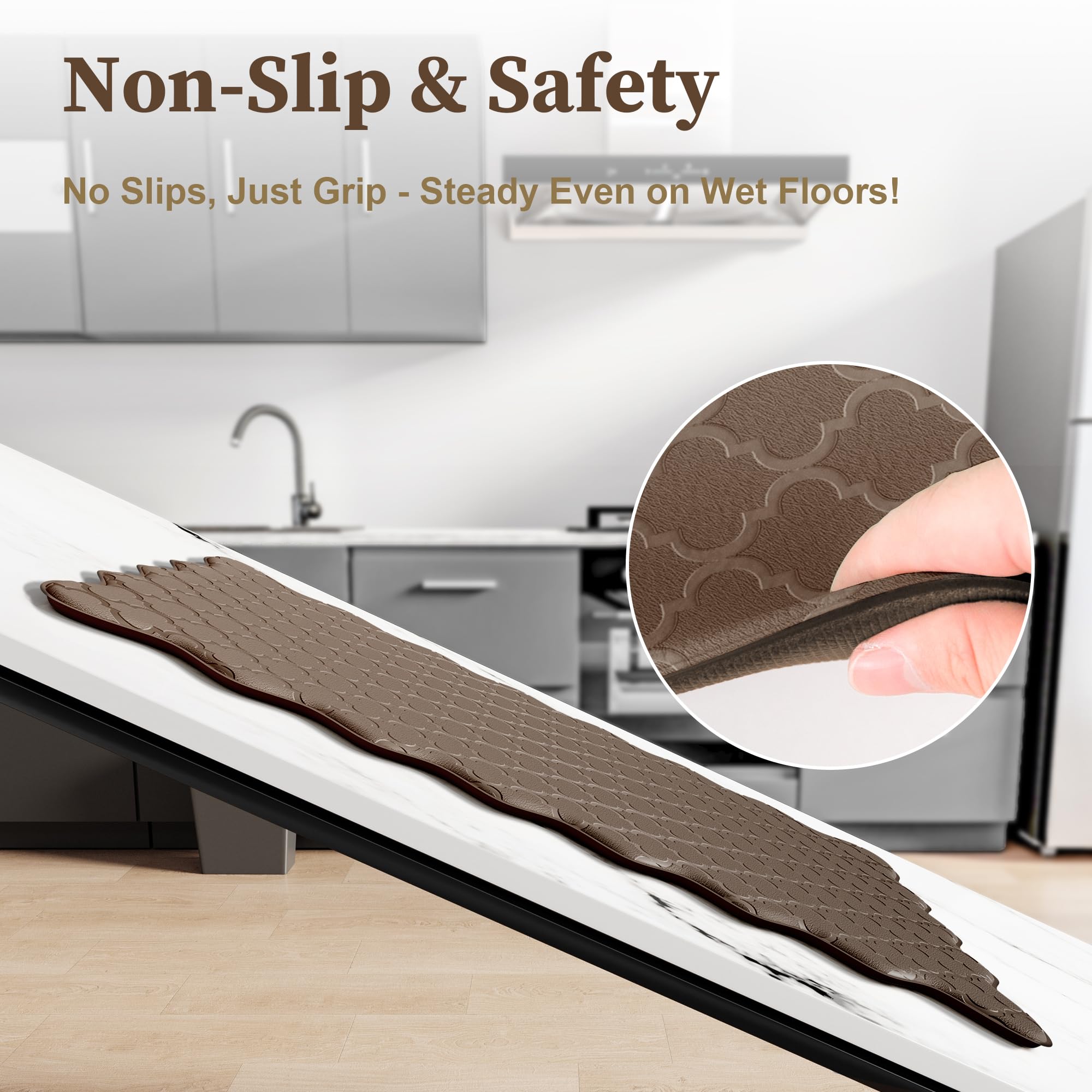 Arenarug mat with non-slip backing stays secure on tile and wood floors.
