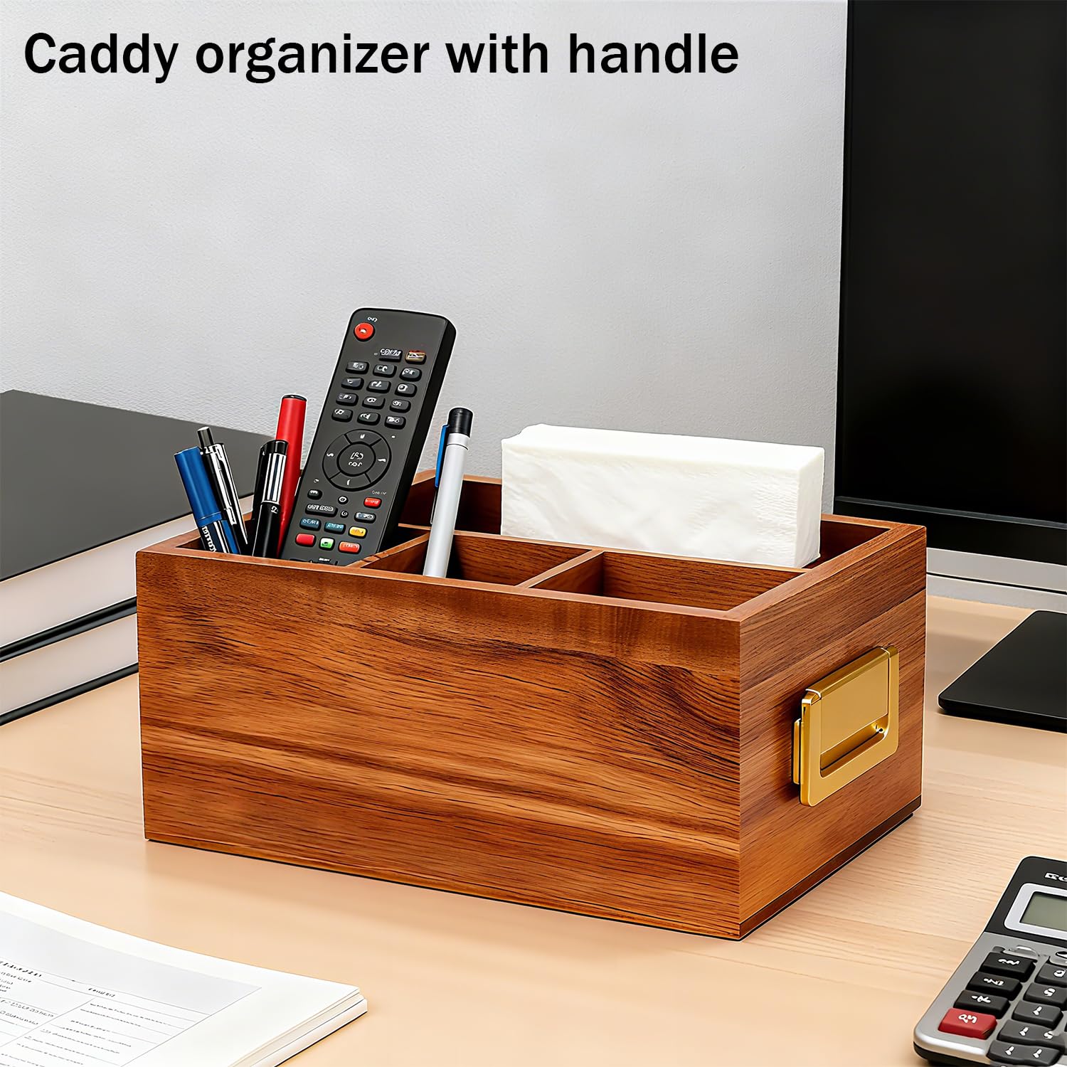 Gifting-ready Arflo Acacia Silverware Holder blends practicality with elegant style.