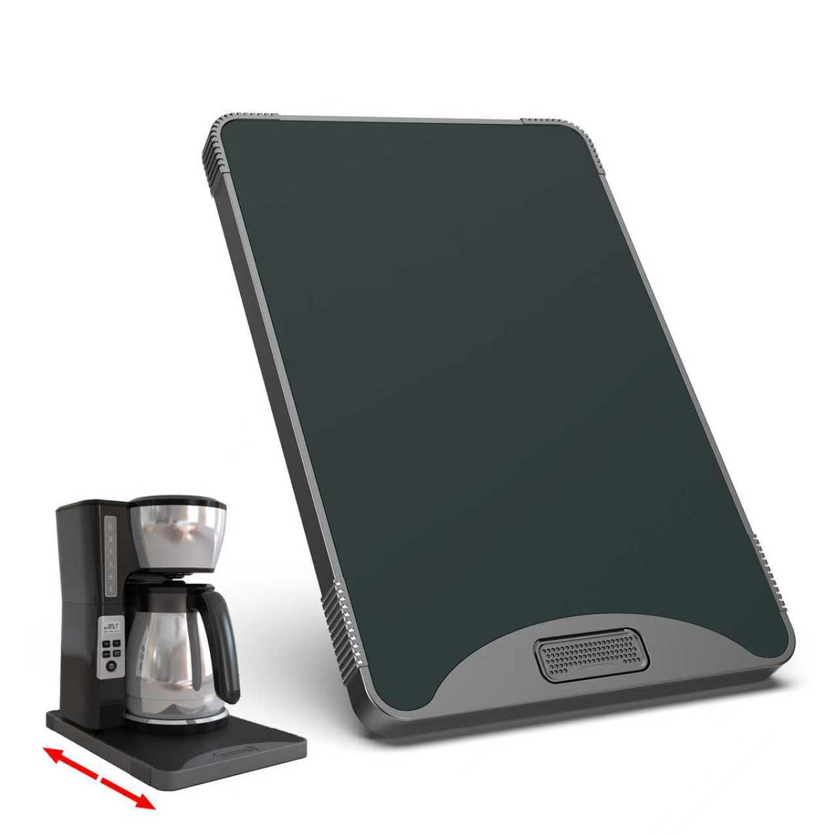 ARGOMAX sliding tray under a coffee maker for easy access and space savings